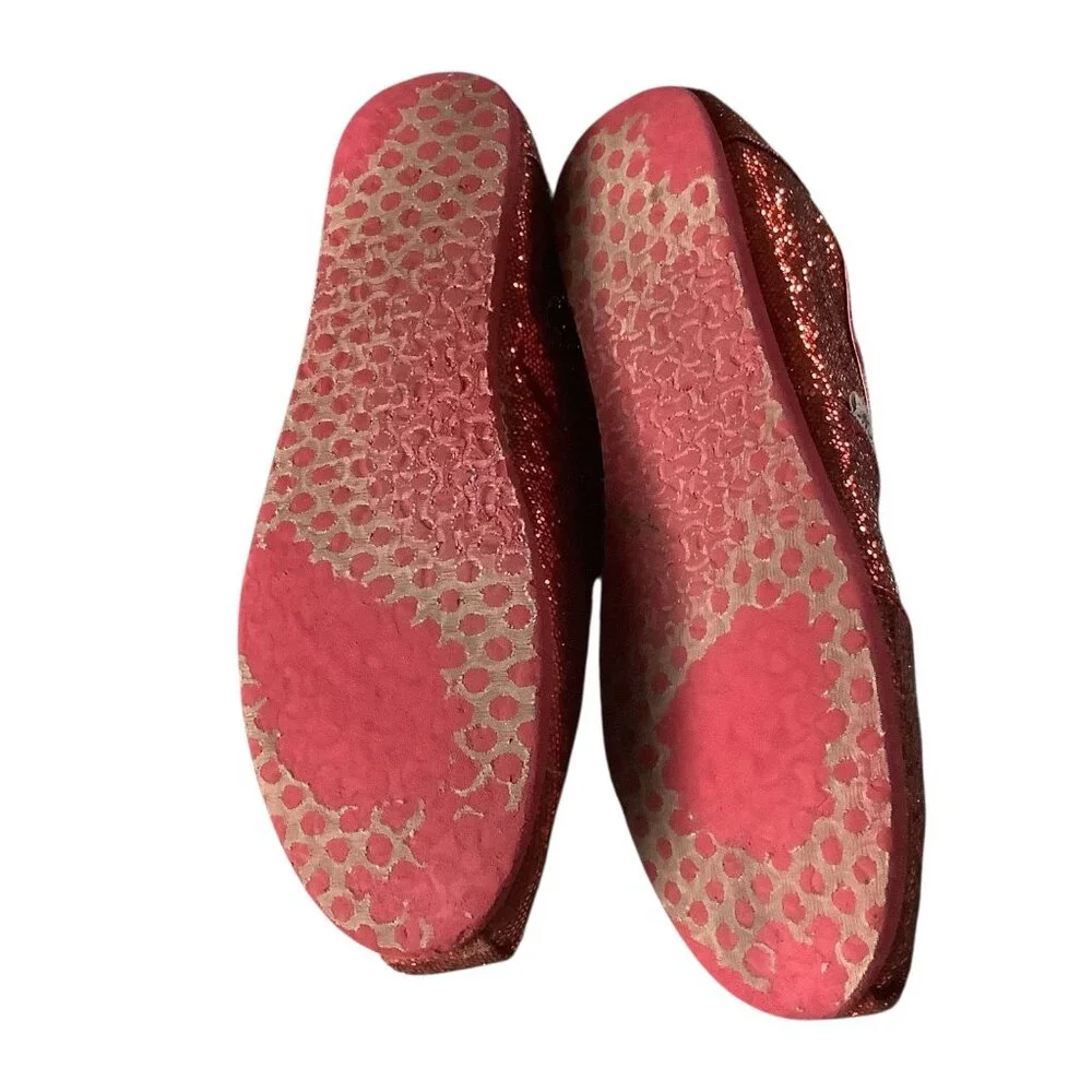 Toms Youth‎ Classic Red Glitter Slip On Shoes Size 5.5 Lightweight Casual Flats